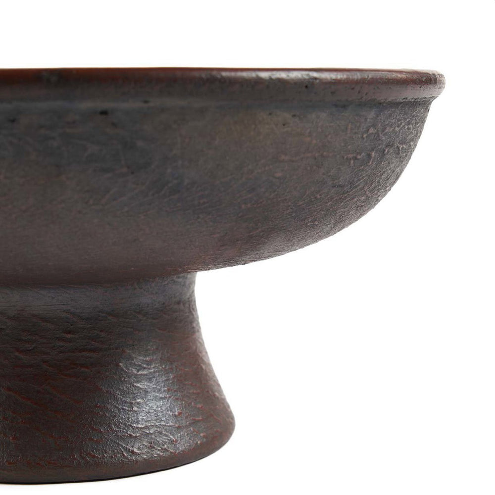 Terracotta fruit bowl on pedestal base