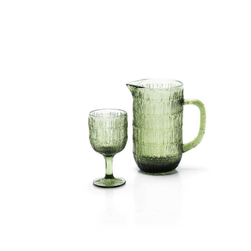 Green ripple glass wine glass