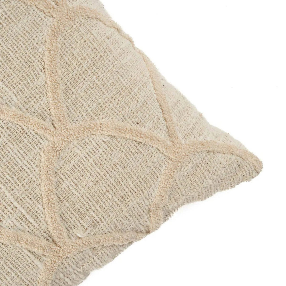 Natural cotton cushion cover with hand-tufted arch pattern