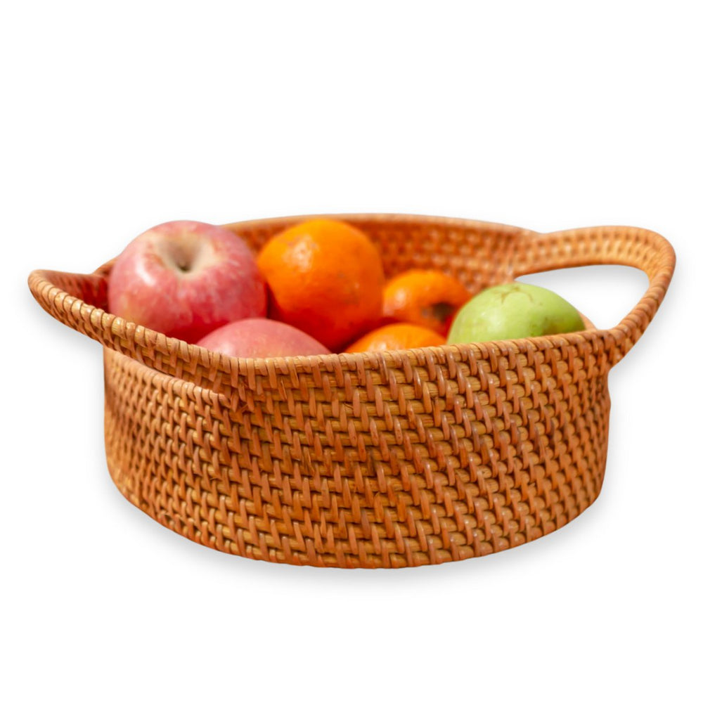 Brown woven rattan storage basket