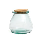 Blue recycled glass storage jar with cork lid