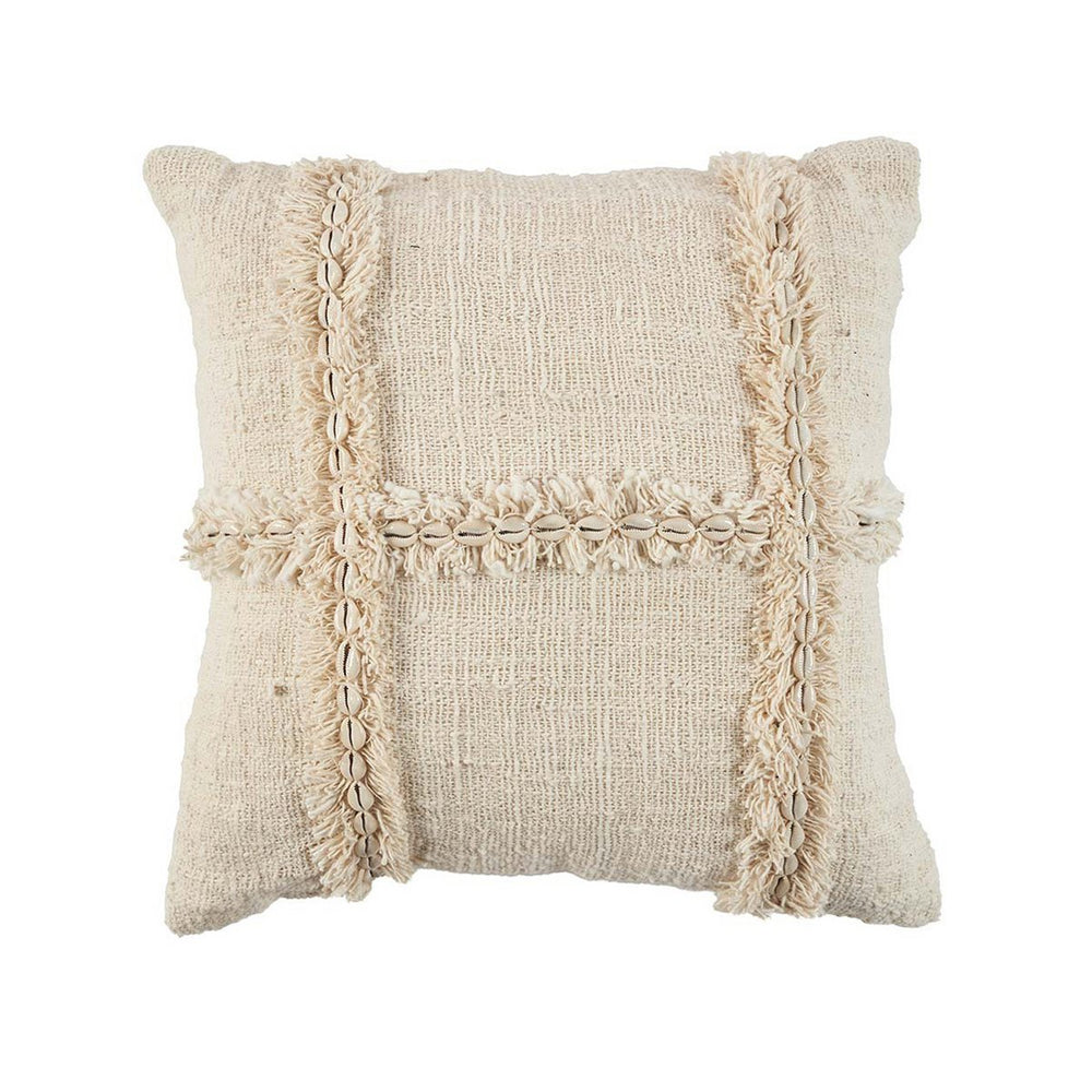 Natural cotton cushion cover with travel-inspired pattern