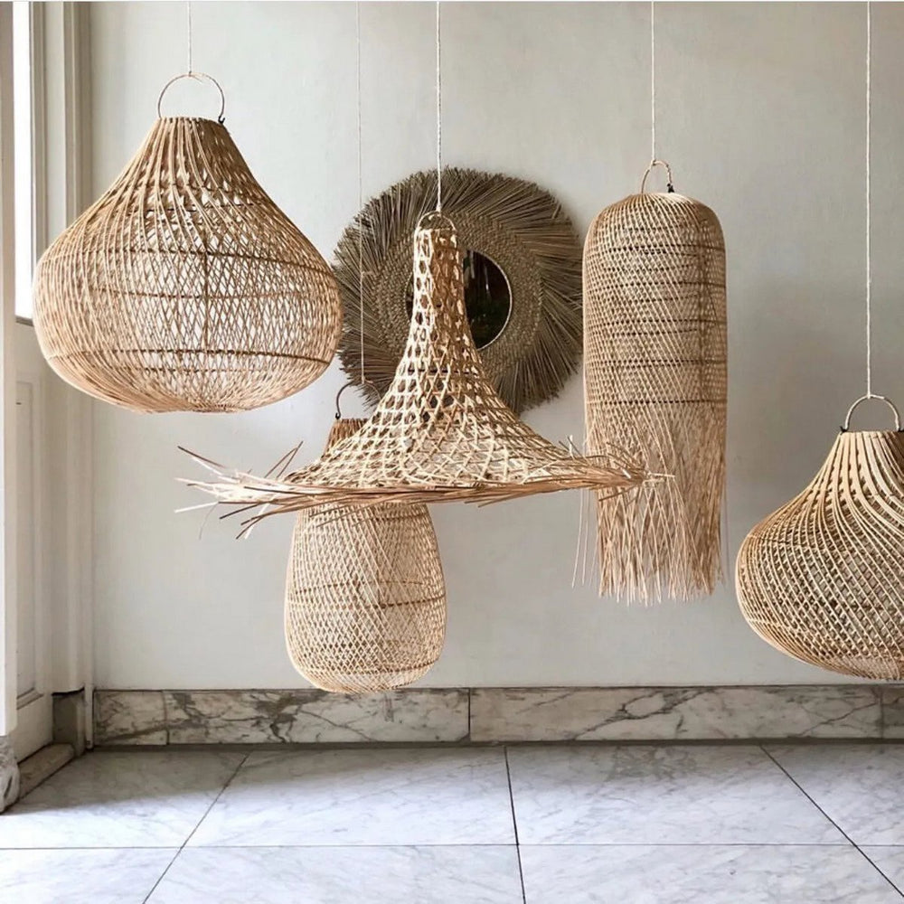 Natural rattan squid pendant lamp