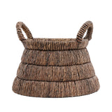 Brown woven banana leaf basket with handles