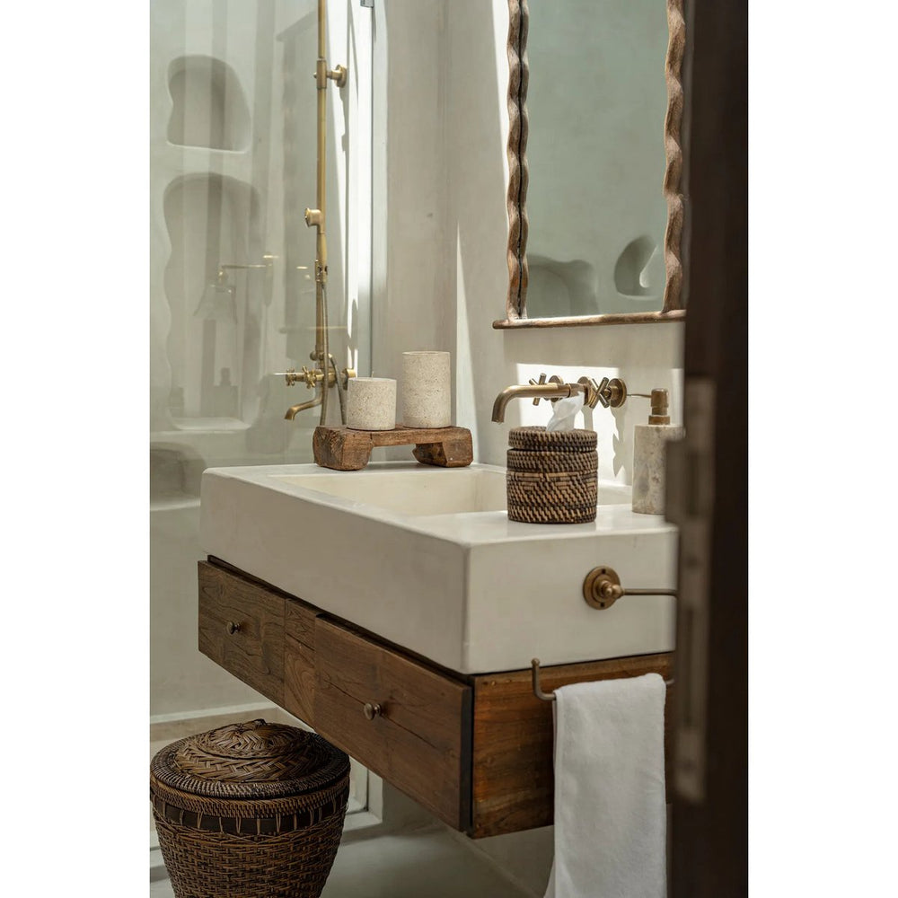Natural brown handwoven rattan tissue box