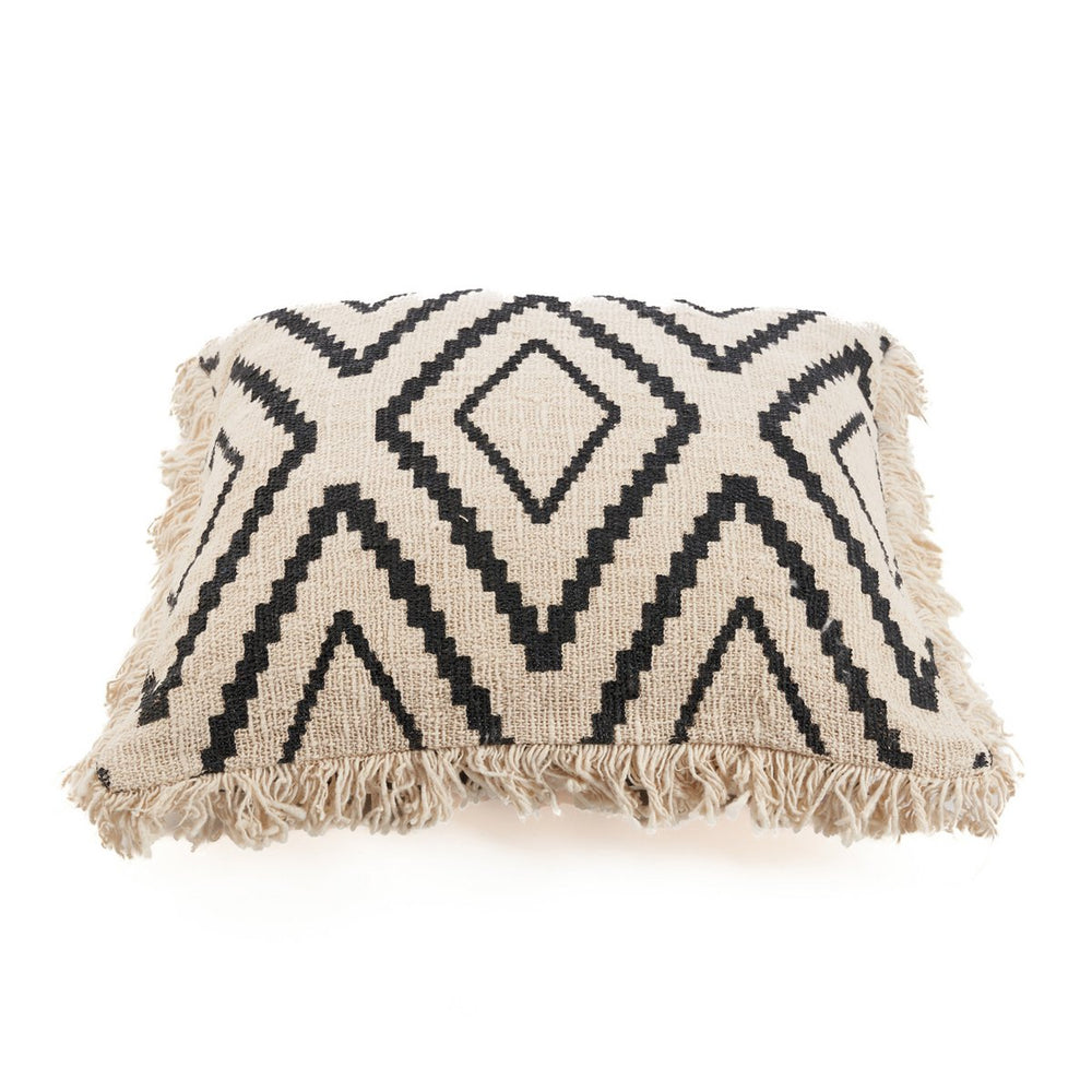 Black geometric cotton cushion cover