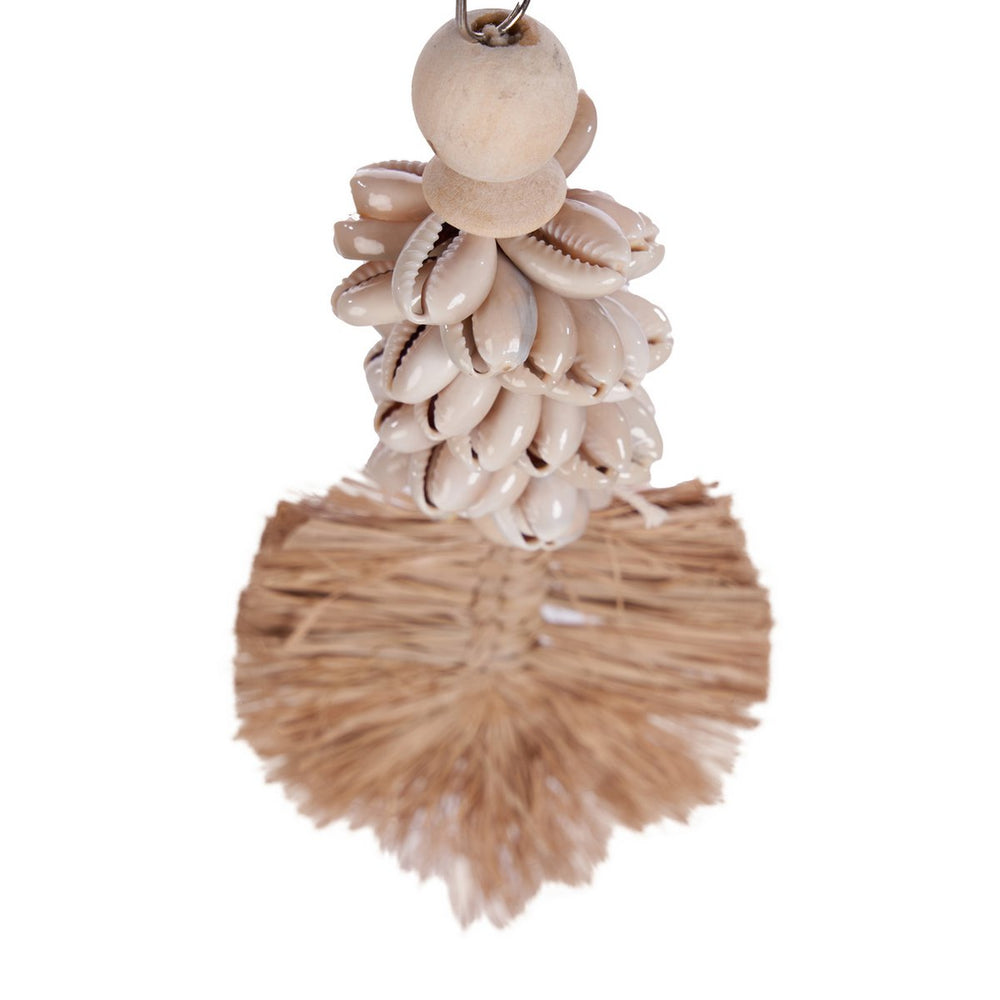 Brown woven grass leaf keychain