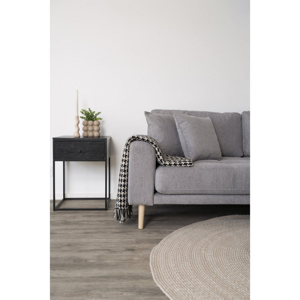 Black and beige plaid throw blanket