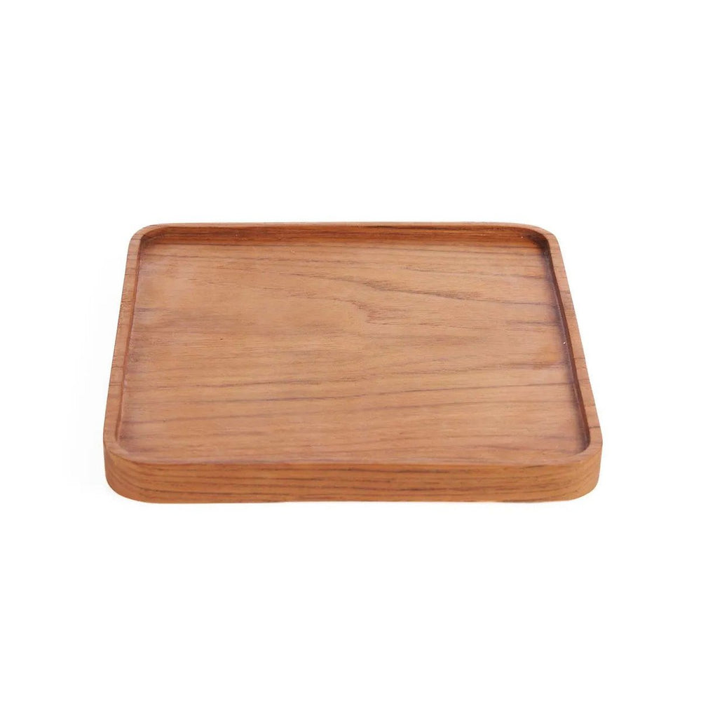 Natural teak square wooden plate