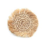 Natural raffia coaster with fringed edge
