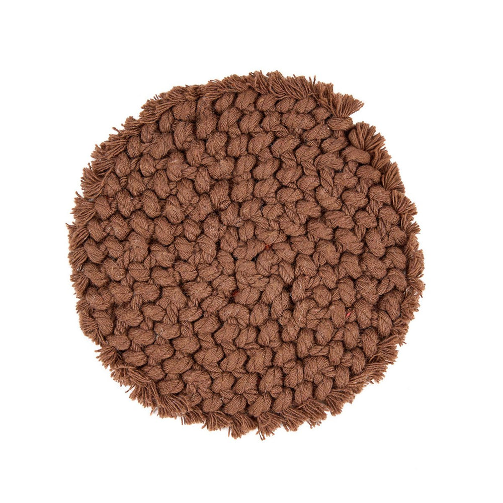 Dark brown woven cotton coaster