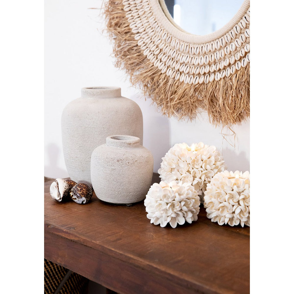 Natural seashell flower candle holder