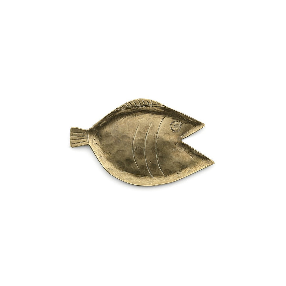Bronze fish-shaped dish on a white background