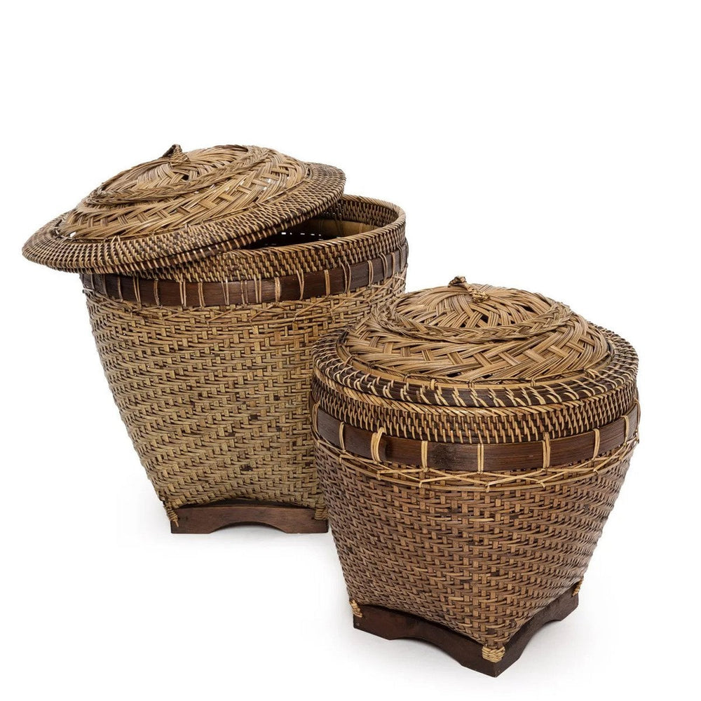 Natural brown woven rattan storage basket