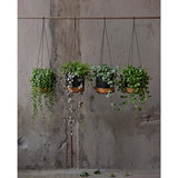 Black woven banana leaf hanging plant basket