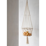 White cotton macrame plant holder