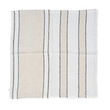Natural linen napkin with black and white stripes