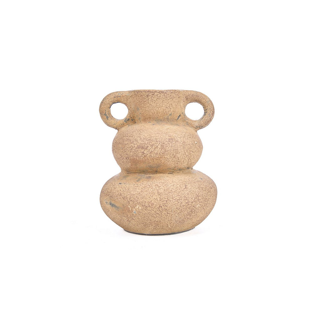 Beige terracotta vase with sand finish