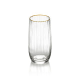 Clear glass with gold rim on a white background