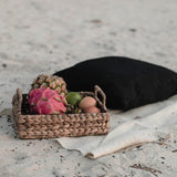 Brown water hyacinth tray with metal frame