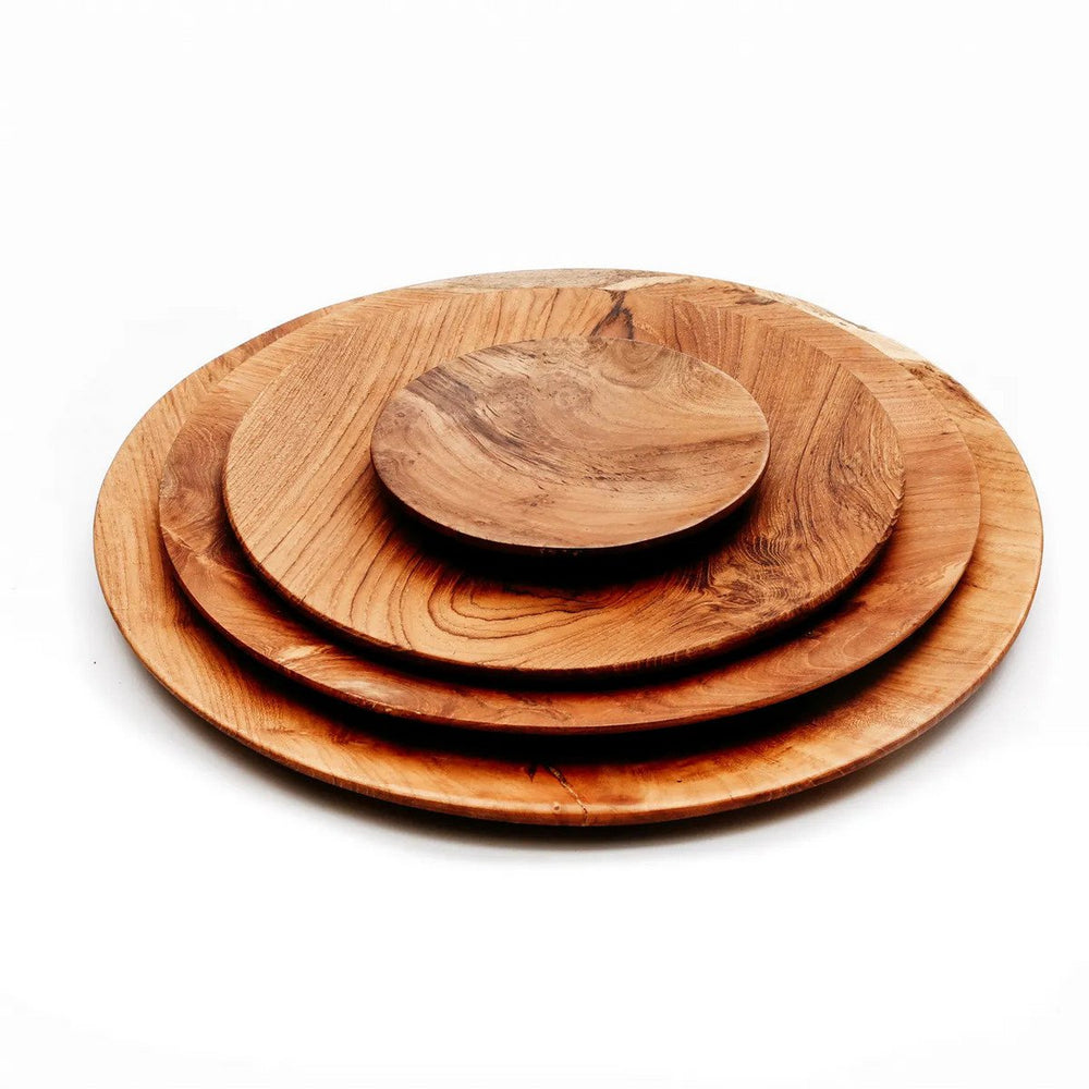 Round teak wood plate
