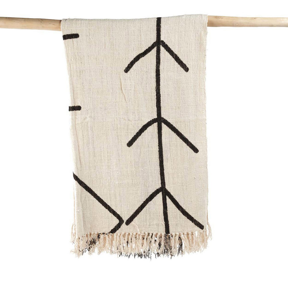 Black cotton throw with Evil Eye design