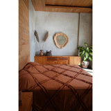 Beige round grass-framed mirror