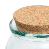 Blue recycled glass jar with cork lid