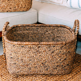 Beige woven water hyacinth laundry basket