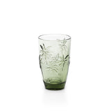 Green etched glass highball tumbler