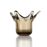 Smoke glass crown-shaped candle holder