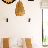 Beige raffia round pendant lampshade with metal frame