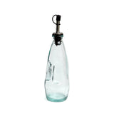 Blue recycled glass olive oil bottle with metal spout