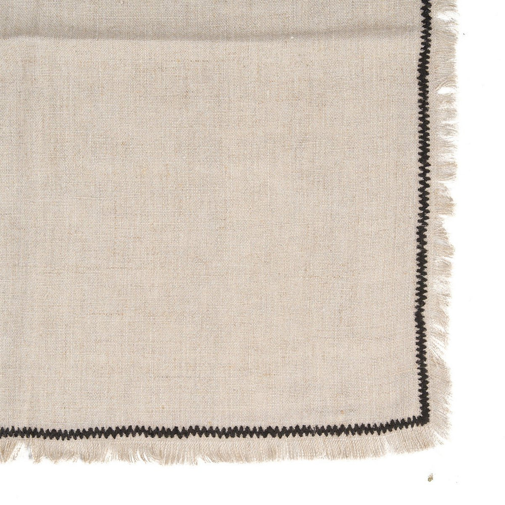 Natural linen napkin with black edge