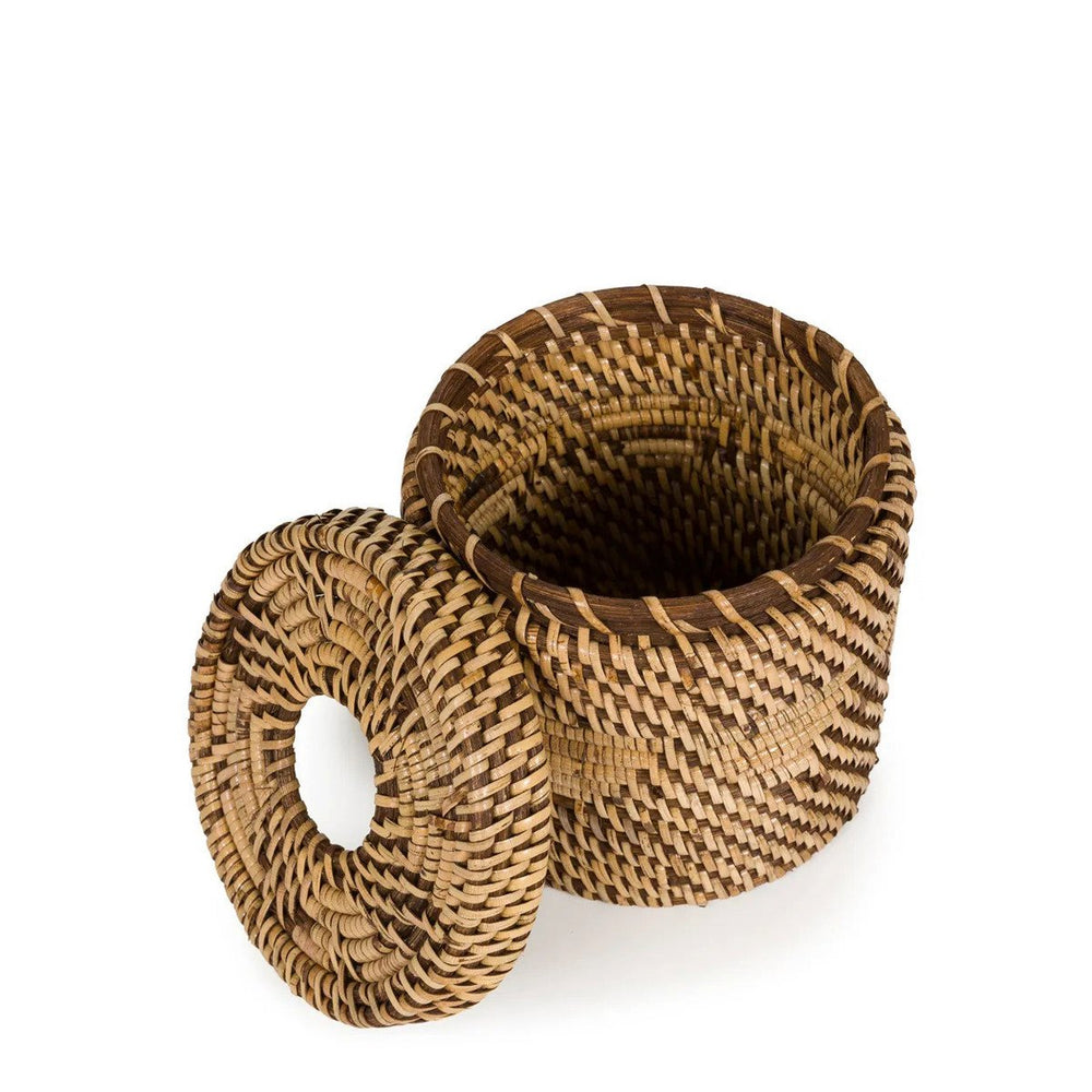 Natural brown handwoven rattan tissue box