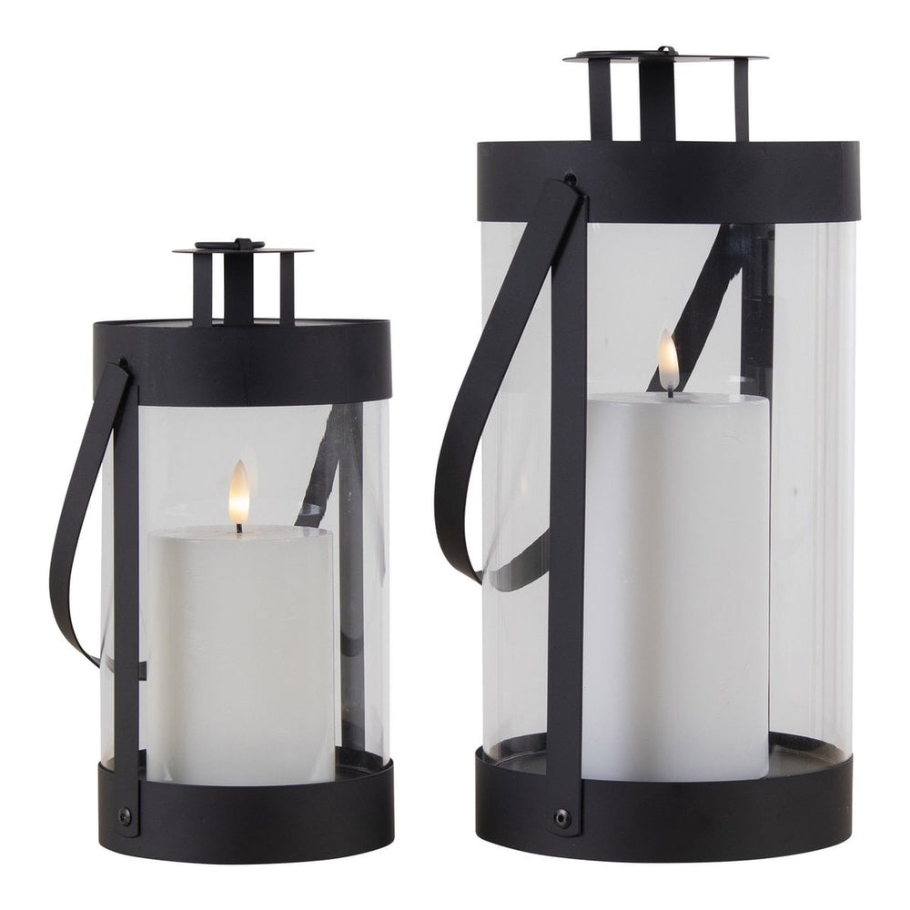 Black steel and glass lantern