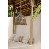 Natural cotton cushion cover with hand-tufted arch pattern