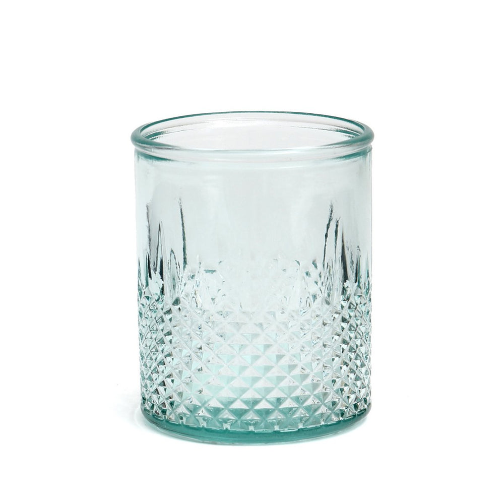Blue recycled glass faceted tumbler