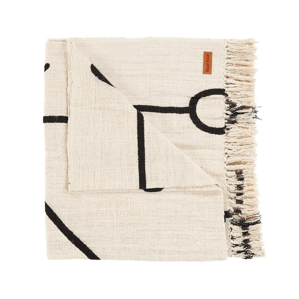 Black cotton throw with Evil Eye design