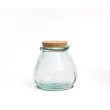 Blue recycled glass jar with cork lid