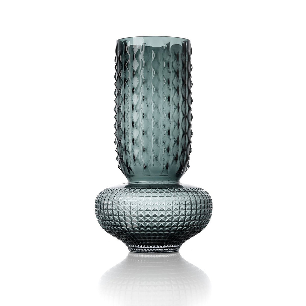 Textured glass vase on a white background
