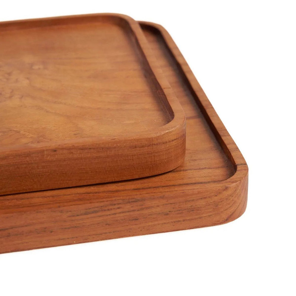 Natural teak square wooden plate