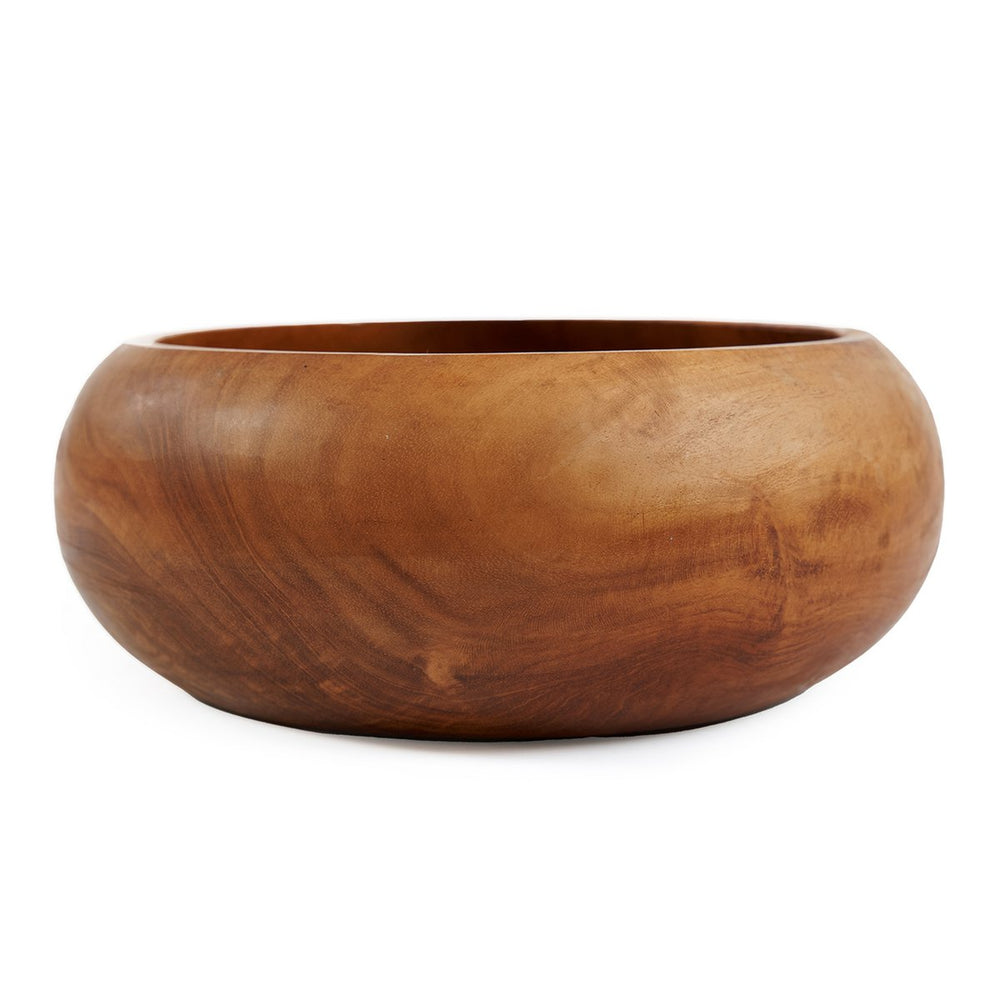 Brown teak wood fruit bowl