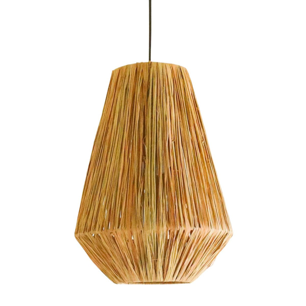 Beige raffia round pendant lampshade with metal frame