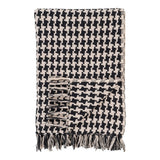 Black and beige plaid throw blanket