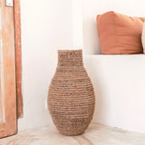 Brown woven banana fibre boho vase