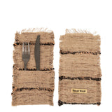 Beige and black cotton cutlery holder