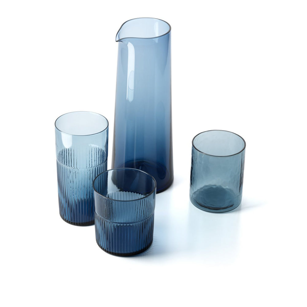 Blue rippled glass tumbler