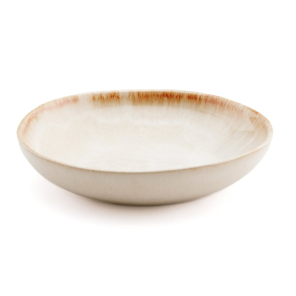 White stoneware small bowl plate with gold accent
