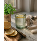Charcoal ribbed glass tumbler
